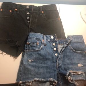 2 pairs of Levis 501 denim shorts.